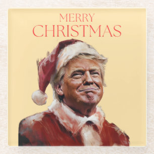 Funny Trump Weihnachtskarte Glasuntersetzer