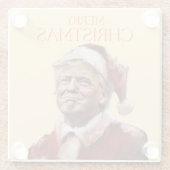 Funny Trump Weihnachtskarte Glasuntersetzer (Rückseite)