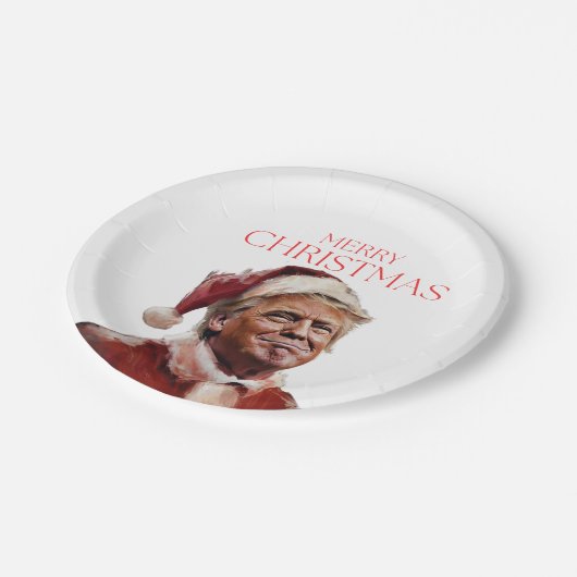 Funny Trump Weihnachtskarte Pappteller (Schrägansicht)