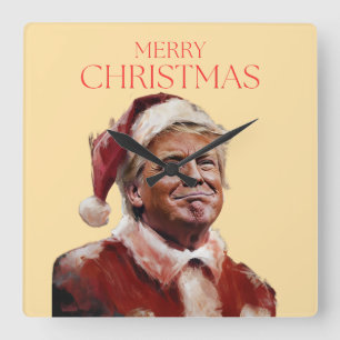 Funny Trump Weihnachtskarte Quadratische Wanduhr