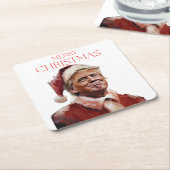 Funny Trump Weihnachtskarte Rechteckiger Pappuntersetzer (angewinkelt)