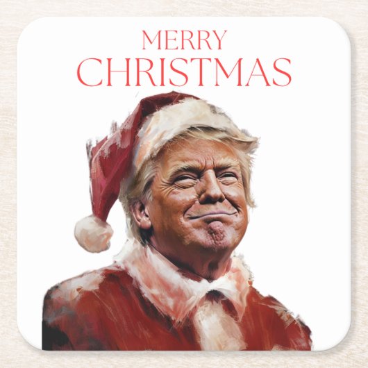 Funny Trump Weihnachtskarte Rechteckiger Pappuntersetzer (Vorderseite)