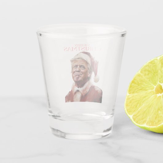 Funny Trump Weihnachtskarte Schnapsglas (Rückseite)