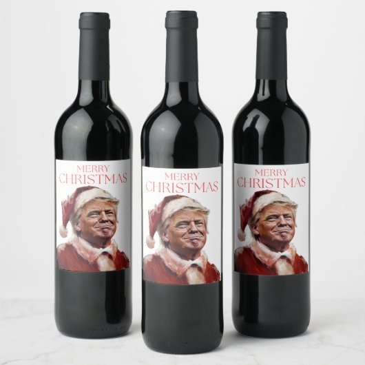 Funny Trump Weihnachtskarte Weinetikett (Flaschen)