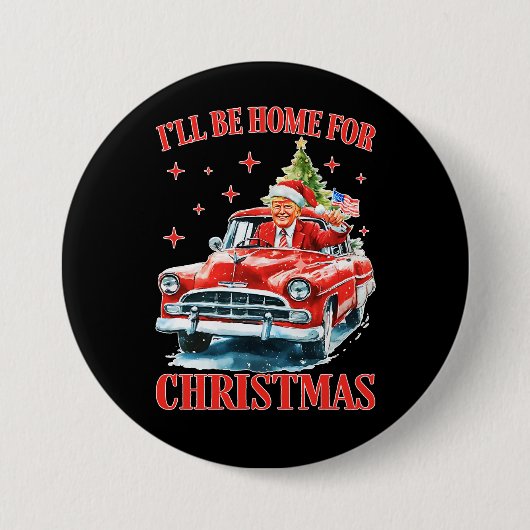 Funny Trump Weihnachtsmannmütze Ich werde zu Weihn Button (Vorderseite)