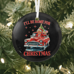 Funny Trump Weihnachtsmannmütze Ich werde zu Weihn Ornament Aus Glas