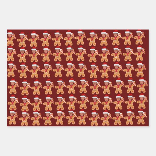 Funny Trump Xmas Custom Face Foto Gingerbrei Geschenkpapier Set (Vorderseite 3)