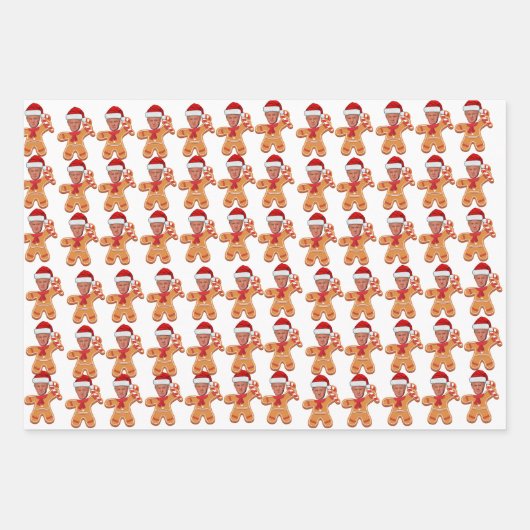 Funny Trump Xmas Custom Face Foto Gingerbrei Geschenkpapier Set (Vorderseite 2)