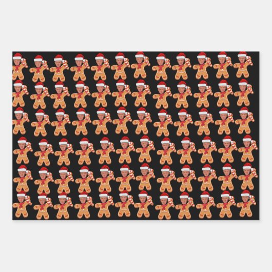 Funny Trump Xmas Custom Face Foto Gingerbrei Geschenkpapier Set (Vorderseite)