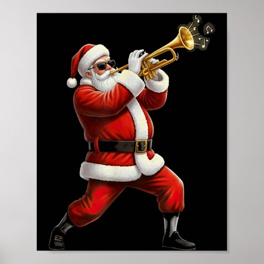 Funny Trumpet Santa Christmas Graphic Player Trump Poster (Vorne)