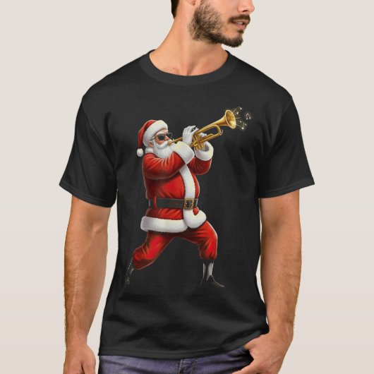 Funny Trumpet Santa Christmas Graphic Player Trump T-Shirt (Vorderseite)