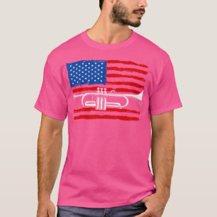 Funny Trumpet US Flag Marching Band Trumpet Playa T-Shirt