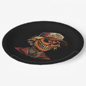 Funny Trumpkin Pumpkin Skeleton Make Halloween Gre Pappteller (Schrägansicht)