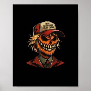 Funny Trumpkin Pumpkin Skeleton Make Halloween Gre Poster