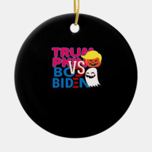 Funny Trumpkin Vs Boo Biden Halloween Design Class Keramik Ornament