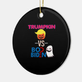 Funny Trumpkin Vs Boo Biden Halloween Design Class Keramik Ornament (Links)