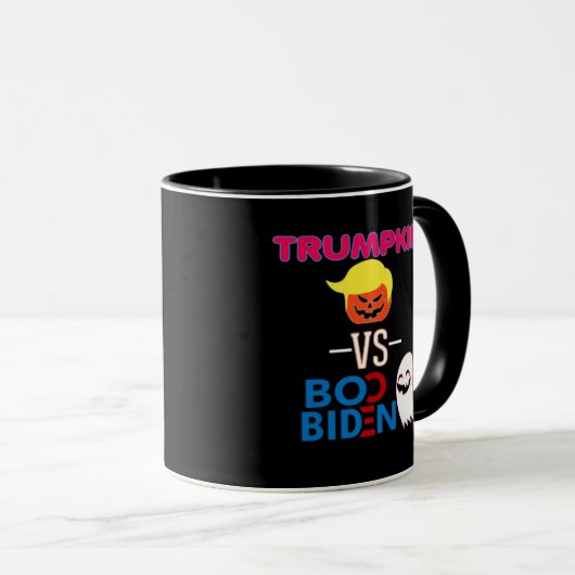 Funny Trumpkin Vs Boo Biden Halloween Design Class Tasse (VorderseiteRechts)