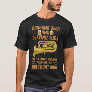 Funny Tuba Player Marching Band Beer Drink Gif T-Shirt