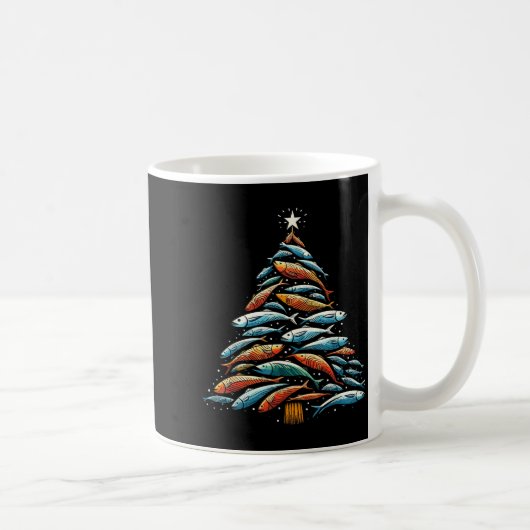 Funny Tuna Fish Christmas Tree Santa Claus Xmas Fi Kaffeetasse (Rechts)