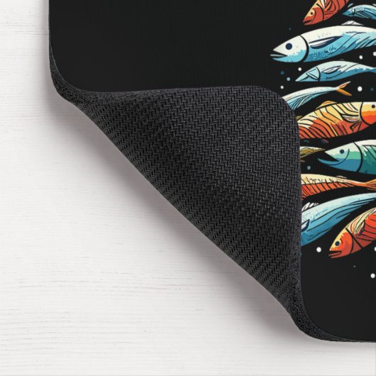 Funny Tuna Fish Christmas Tree Santa Claus Xmas Fi Mousepad (Ecke)