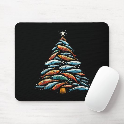 Funny Tuna Fish Christmas Tree Santa Claus Xmas Fi Mousepad (Mit Mouse)