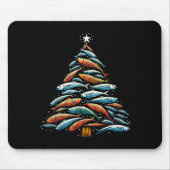 Funny Tuna Fish Christmas Tree Santa Claus Xmas Fi Mousepad (Vorne)