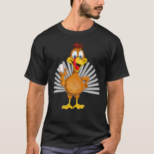 Funny Turkey Baseball Game Day Erntedank T-Shirt