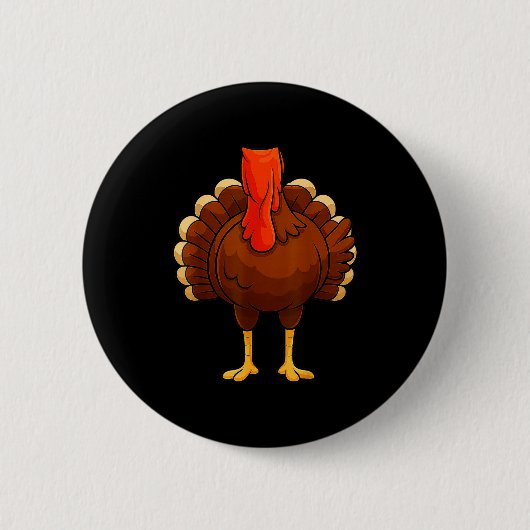 Funny Turkey Body Costume Thanksgiving Men Women K Button (Vorderseite)