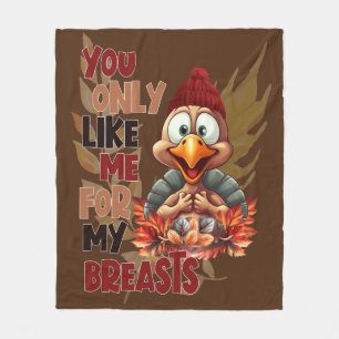 Funny Turkey Brust Erntedank Fleecedecke