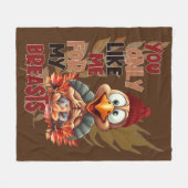 Funny Turkey Brust Erntedank Fleecedecke (Vorderseite (Horizontal))