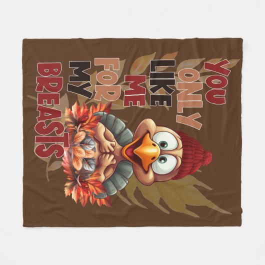 Funny Turkey Brust Erntedank Fleecedecke (Vorderseite (Horizontal))