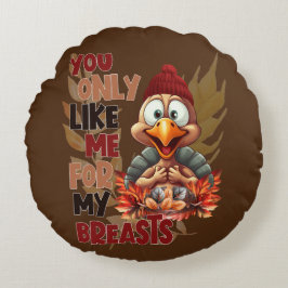 Funny Turkey Brust Erntedank Rundes Kissen