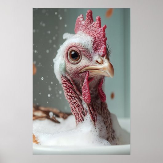 Funny Turkey Bubble Bath Art, Farmhouse Bathroom Poster (Vorne)