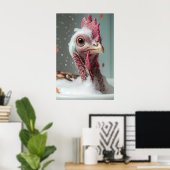 Funny Turkey Bubble Bath Art, Farmhouse Bathroom Poster (Heimbüro)