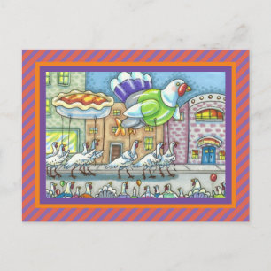 FUNNY TÜRKEY DAY PARADE HELIUM BALLOONS POSTKARTE