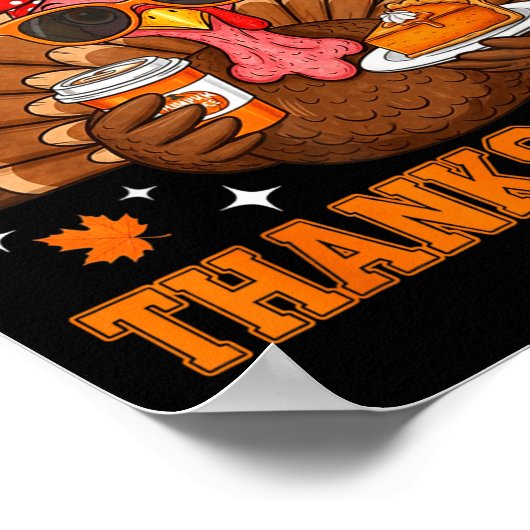 Funny Turkey Drinking Coffee Thanksgiving Bow Girl Poster (Ecke)