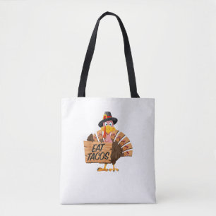 Funny Turkey Erntedank Eat Tacos Vegan Pilgrim Tasche