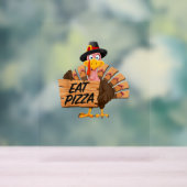 Funny Turkey Erntedank Essen Pizza Vegan Pilgrim Acrylschild (Neutral)