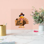 Funny Turkey Erntedank Essen Pizza Vegan Pilgrim Acrylschild (Hochzeit)