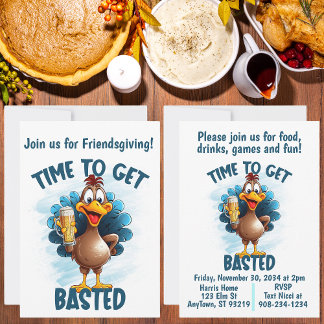 Funny Turkey Erntedank oder Friendsgiving Einladung