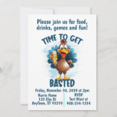 Funny Turkey Erntedank oder Friendsgiving Einladung (Rückseite)