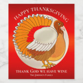 Funny Turkey Erntedank Personalisiertes Weinetiket Weinetikett (Einzelnes Label)