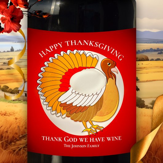 Funny Turkey Erntedank Personalisiertes Weinetiket Weinetikett