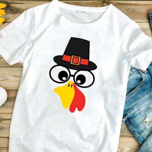Funny Turkey Face für Erntedank T-Shirt