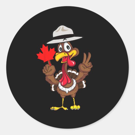 Funny Turkey Grafik Kanada Flaggen Happy Canadian Runder Aufkleber (Vorderseite)