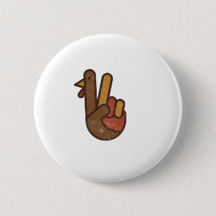 Funny Turkey Hand Erntedank Retro Vintag Top L Button