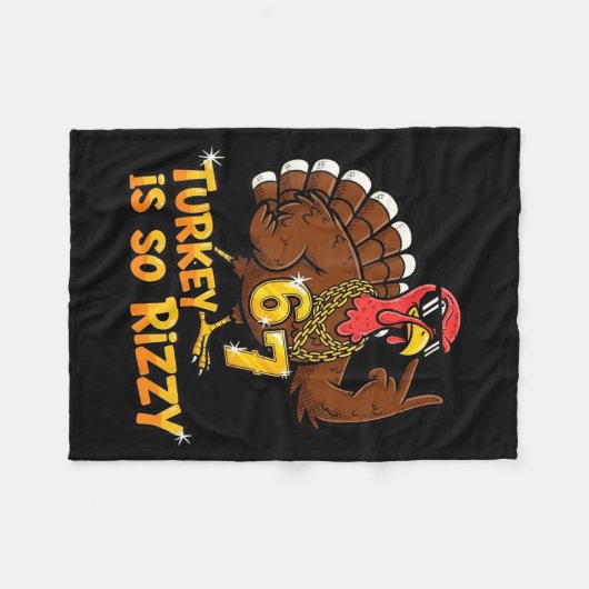 Funny Turkey Is So Rizzy Thanksgiving Meme 67 Fleecedecke (Vorderseite (Horizontal))