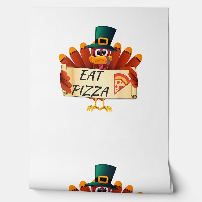 Funny Turkey Iss Pizza Erntedank Day Tapete (Abrollen)