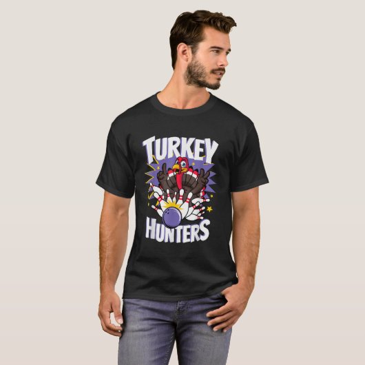 Funny Turkey Junters Erntedank Bowler Bowling P T-Shirt (Vorne ganz)
