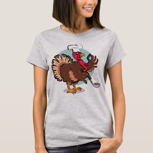 Funny Turkey Koch Vintager Cartoon T-Shirt (Vorderseite)